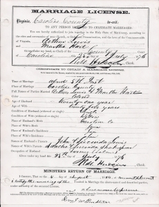 Arthur Lewis and Martha Hart Marriage Certificate