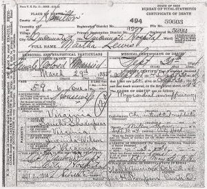 Martha Lewis Death Certificate